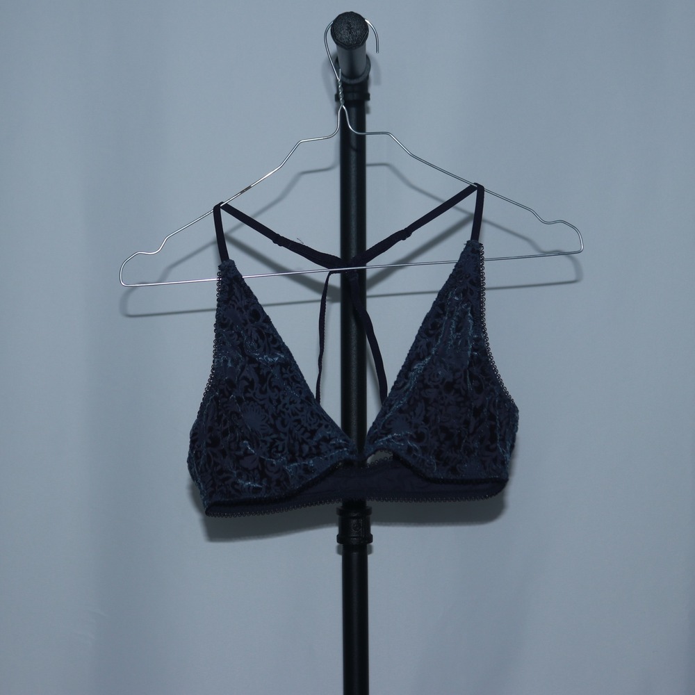 Free People Tree Womens Lace Bralette Black Adjustable Straps Size M